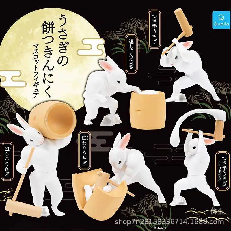 Conejo Mochi musculoso japonés · gachapon coleccionable