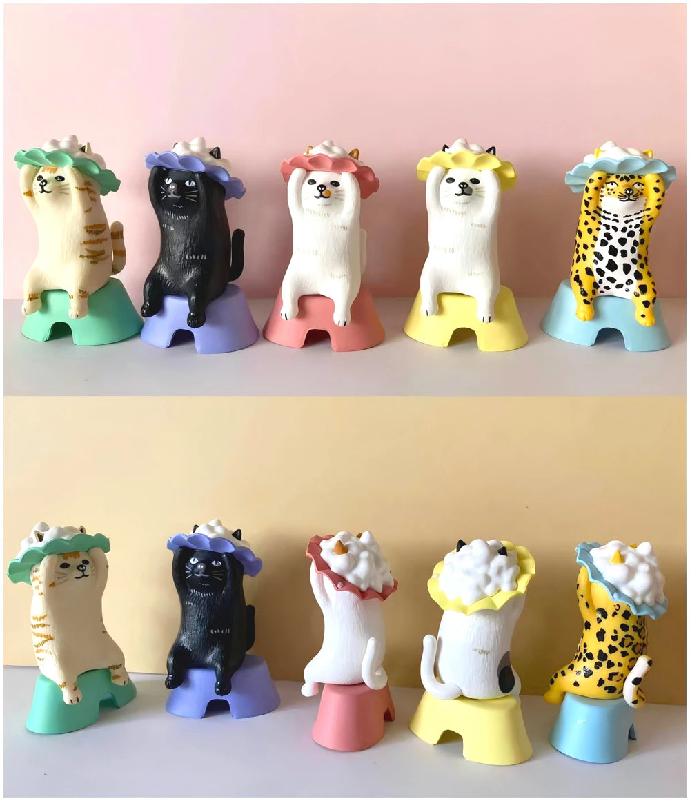 Gatos lavándose la cabeza — hora del champú · gachapon coleccionable