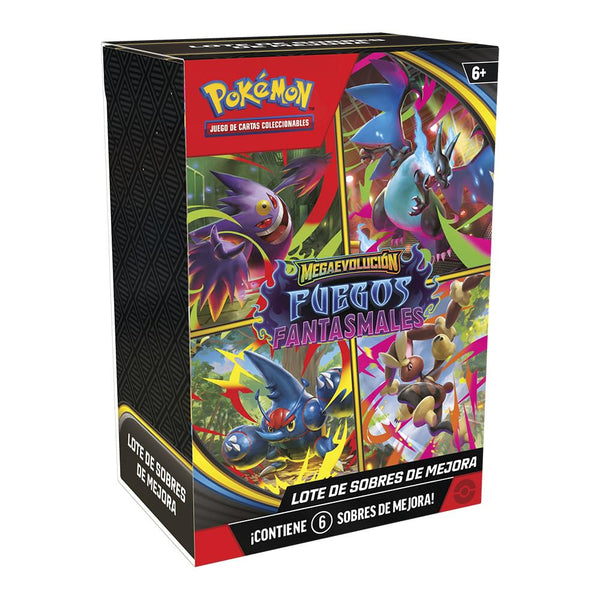 Pokémon Megaevolución – Fuegos Fantasmales · Lote de 6 Sobres de Mejora · gachapon coleccionable