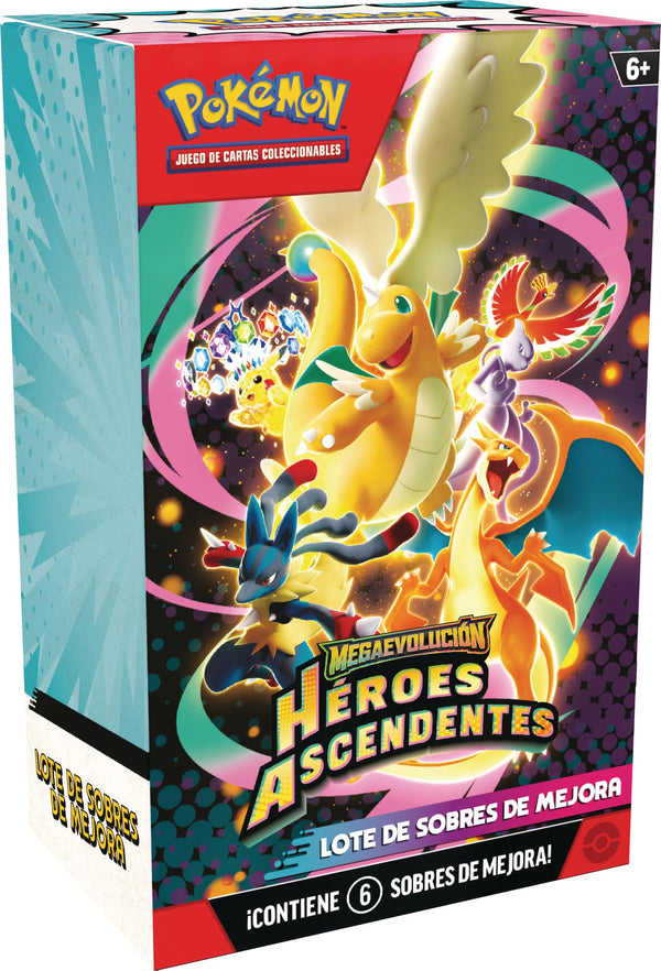 Pokémon Megaevolución – Héroes Ascendentes · Lote de 6 Sobres de Mejora · gachapon coleccionable