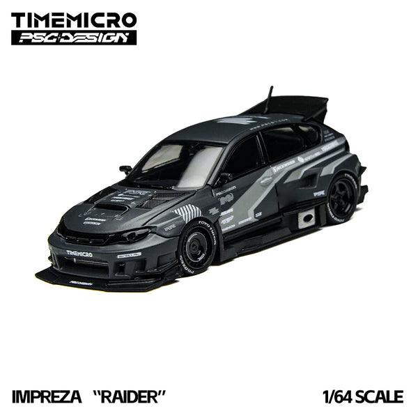 Subaru Impreza 1:64 · Gris 'Raider' (TimeMicro) · gachapon coleccionable