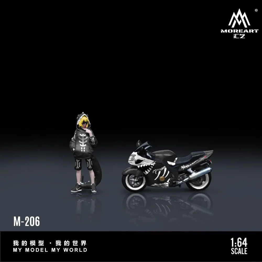 Figura de resina de chica motociclista Black Dragon BR1100XX — coche JDM a escala 1:64 (foto 2)