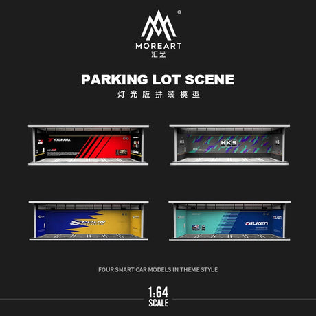 Diorama parking JDM 1:64 con luz LED · MoreArt