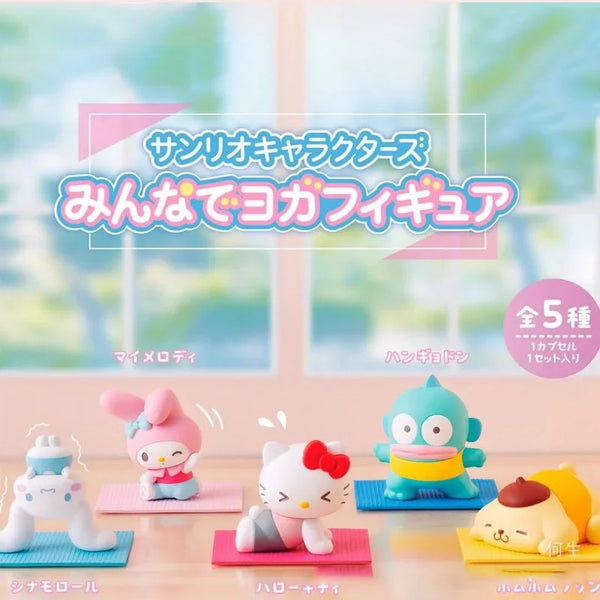 Sanrio haciendo yoga — Minna de Yoga · gachapon coleccionable