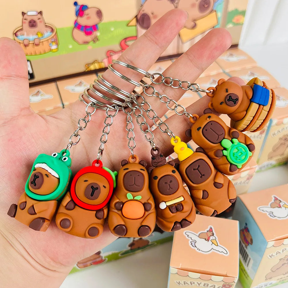 Pack de 24 llaveros de capibara kawaii de estilo japonés, coleccionables — Don Gachapón