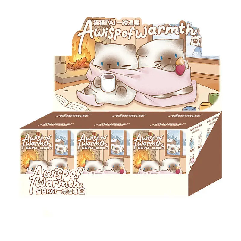 Figura coleccionable de gato siamés kawaii Awispofwarmth en caja sorpresa de estilo japonés — Don Gachapón