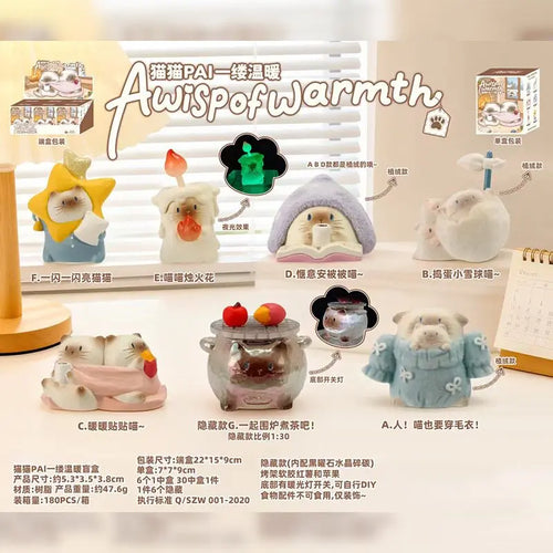 Figura coleccionable de gato siamés kawaii Awispofwarmth en caja sorpresa de estilo japonés — Don Gachapón