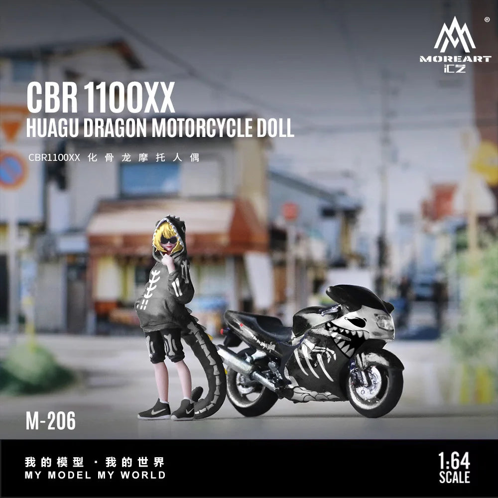 Figura de resina de chica motociclista Black Dragon BR1100XX — coche JDM a escala 1:64 (foto 3)