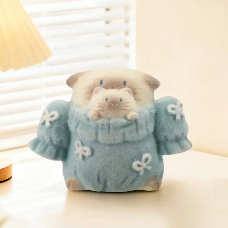 Figura coleccionable de gato siamés kawaii Awispofwarmth en caja sorpresa de estilo japonés — Don Gachapón